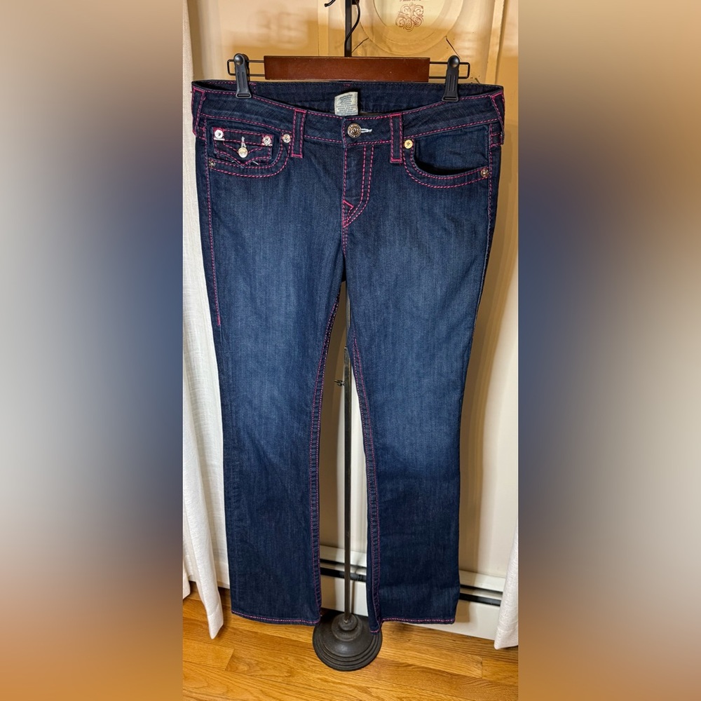 True Religion Boot Cut Sz 32 Pink Stitch